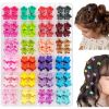Picture of EleMirsa 96pcs Baby Girl Hair Clips - 24 Multicolors Mini Flower Claw Clips in Organizer Box