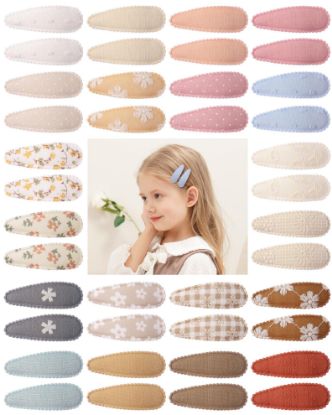 Picture of doboi 40Pcs Toddler Hair Clips Hair Barrettes Baby Girls Hair Bows Clips Floral Print Non Slip Snap Hairpins Flower Hair Clips for Girls Kids Toddler Hair Accessories