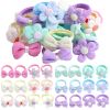 Picture of TAANGTHOSE 24 Pcs Toddler Hair Ties for Girls, Baby Hair Tie Cute Flower Elastic Scrunchies, Seamless Ponytail Holders, Little Girls Hair Accessories for Thick Hair, Pink, Purple, Blue
