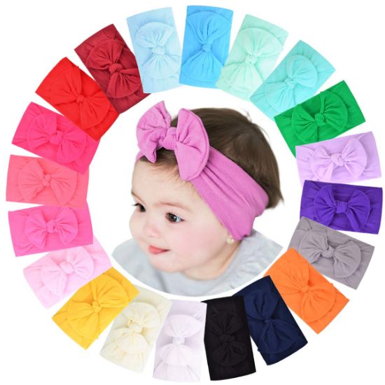 Picture of jollybows 20pcs Baby Girls Nylon Headbands Turban Hair Bows Hair Band Elastic Hair Accessories for Kids Toddlers Infants Newborn