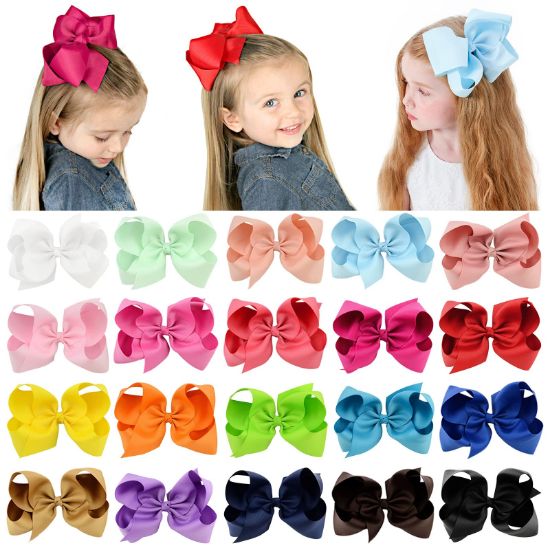 Picture of 20PCS Big 6 Inch Hair Bows for Girls Grosgrain Ribbon Toddler Hair Accessories with Alligator Clips for Toddlers Baby Girls Kids Teens