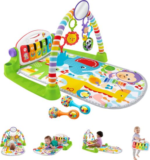 Picture of Fisher-Price Baby Playmat Deluxe Kick & Play Piano Gym for Learning & 2 Maracas Soft Rattles for Newborn to Toddler Play Ages 0+ Months
