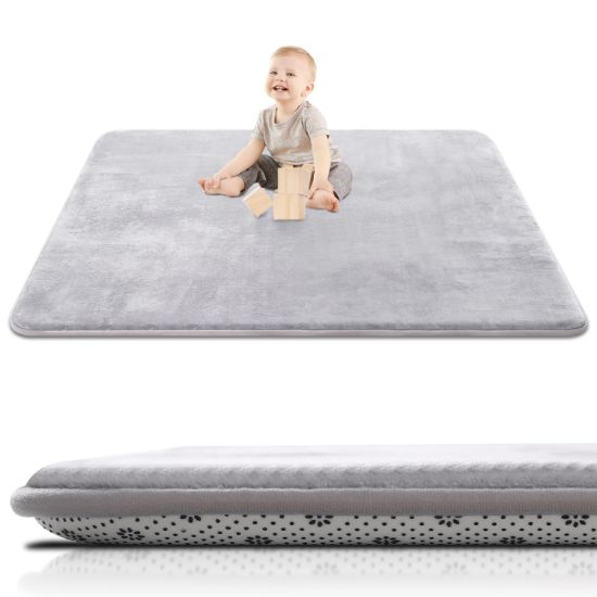Picture of SEPARO Thick Baby Play Mat for Floor,50 x 50 Playpen Mat,Tummy Time Foam Mats,Ultra Soft Support & Plush Feel,Easy Care with Non-Slip Cushioned for Infant,Kids and Toddler Crawling,Grey