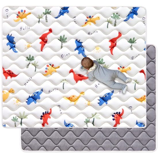 Picture of Odorless Premium Foam Baby Play Mat 50" x 50", Soft Microfiber Fabric Crawling Mat for Floor- Comfortable and Hypoallergenic, Non-Slip Cushioned Floor Playpen mat for Infants,Babies,Toddlers
