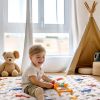 Picture of Odorless Premium Foam Baby Play Mat 50" x 50", Soft Microfiber Fabric Crawling Mat for Floor- Comfortable and Hypoallergenic, Non-Slip Cushioned Floor Playpen mat for Infants,Babies,Toddlers