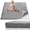 Picture of Blissful Diary 1.3" Thick Baby Play Mat, 50x50 Playpen Mat with Removable & Washable Cover, Ultra Soft Crawling Rug for Floor, Foam Cushion & Non-Slip Backing for Kid, Toddlers and Infants, Light Grey