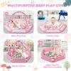 Picture of Baby Gym Play Mat, 8-in-1 Tummy Time Mat & Ball Pit with 6 Toys, Washable Baby Activity Mat for Visual, Hearing, Sensory, Motor Development, Babies Gift for Newborn Infant 0-3-6-9-12 Months (Pink)