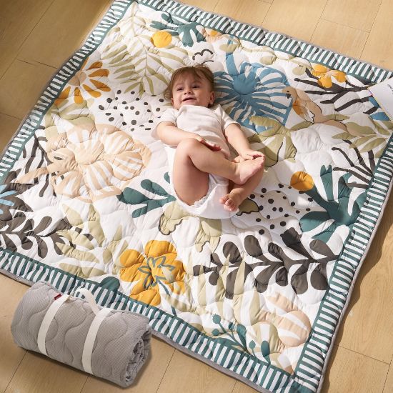 Picture of Momcozy Baby Play Mat for Floor, 50x50 Thickened Playpen Mat, Playmate for Baby Tummy Time, Waterproof & Non-Slip, Foldable Outdoor Mat with Carrying Handle, Forest World