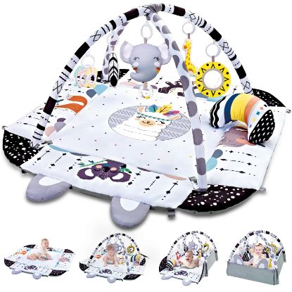 Picture of TFDER Baby Gym Play Mat, 8-in-1 Tummy Time Mat & Activity Gym, Washable Ball Pit, Infant Play Mat with Detachable Toys for Sensory Exploration and Motor Skill Development