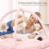 Picture of ANGELBLISS 5 in 1 Baby Play Gym Mat, Reversible Tummy Time Mat with 5 Sensory Toys for Stage-Based Developmental, Thick & Large Baby Activity Center from Newborn to Toddler (Pink)