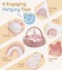 Picture of Mallify 5-in-1 Thick Plush Baby Play Gym Mat, Tummy Time Mat with 6 Sensory Toys, Baby Play Mat, Convertible Baby Gym for Stage-Based Development from Babies to Toddlers, Baby Essentials Gift, Pink