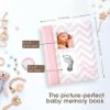Picture of Pearhead Baby Memory Book, First 5 Years Baby Milestone Book, Pregnancy Journal, Gender Neutral Newborn Keepsake, With Clean-Touch Ink Pad For Baby's Handprint or Footprint, Pink Chevron