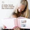 Picture of Pearhead Baby Memory Book, First 5 Years Baby Milestone Book, Pregnancy Journal, Gender Neutral Newborn Keepsake, With Clean-Touch Ink Pad For Baby's Handprint or Footprint, Pink Chevron