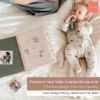 Picture of Peachly Unisex Baby Memory Book | Minimalist Baby First Year Keepsake for Milestones | Baby Books First Year Memory Book | Simple Baby Scrapbook for Boy Girl Milestones | Natural Linen - Olive