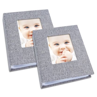 Picture of Vienrose Small Photo Album 4x6 Photos, 2 Pack Linen Cover Mini Photo Book, 26-Page Holds 52 Pictures, Artwork or Postcards Storage for Baby, Grey