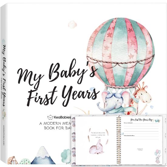 Picture of First 5 Years Baby Memory Book Girl, Boy - 90 Pages Hardcover First Year Milestone Keepsake Book, Newborn Scrapbook for New Parents, Minimalist Photo Album Journal, New Mom Gifts(AdventureLand)