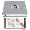 Picture of HoneyTolly Large Photo Album Self Adhesive with Picture Display Window, DIY Scrapbook Album for 4x6 8x10 Pictures, 40 Pages Linen Cover Memory Book with Scraper and Metallic Pen(Grey)