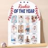 Picture of Baseball First Year Photo Board Rookie of the Year Birthday Party Decoration Wooden Board 12 Monthly Milestone Picture Frame Sport 1st Birthday Banner for Babyboy Keepsake Gift Supply(Fit 2x2.8in Pic)