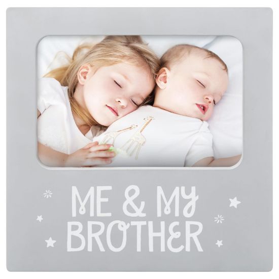 Picture of Tiny Ideas Me and My Brother Picture Frame, Christmas Photo Picture Frame, Sibling Keepsake, Ideal Big Brother Gift, Shower Gift and Gender Neutral Nursery Decor, Gray