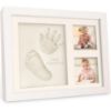 Picture of Baby Hand and Footprint Kit - Quick Dry Clay Baby Footprint Kit, Pets Paw, Newborn Keepsake Picture Frame for Boys, Girls, Personalized New Mom Gifts for Shower & Registry, Grandparents (Alpine White)