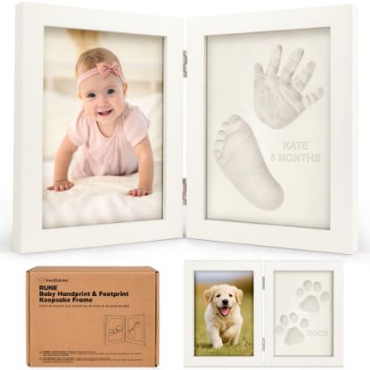 Picture of Baby Hand and Footprint Kit - Quick Dry Clay for Newborn Keepsake Feet and Handprint, Nursery Picture Frame, Cat Dog Paw Print Kit,Personalized New Mom Gifts for Baby Showers & Registry(Alpine White)