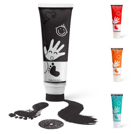 Picture of Sortnic Baby Hand and Footprint Paint with Sponge Head, 2.54 fl oz, Non-Toxic & Acid-Free, Washable Baby Safe Paint for Newborn Keepsakes, Dog Nose & Paw Prints, Ideal New Mom Gift - Black