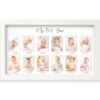 Picture of My First Year Photo Frame,12 Months Baby Picture Frame for Newborn Girl,Boy-Baby Shower Gifts Keepsakes,Monthly Baby's One Year Birthday Milestone,1st Nursery Photo Collage Display Board(Alpine White)