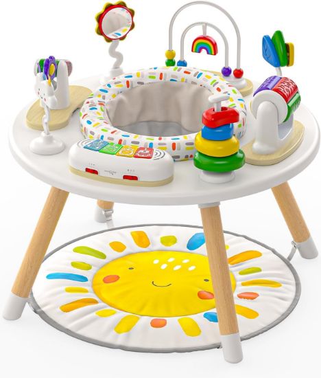 Picture of Move2Play 4-in-1 Baby Activity Center | Montessori-Inspired Design | 8 Interactive Toys | Tummy Time, Exersaucer & Toddler Table | Shower Gift | Essential | Must Have for 3, 6, 12 Month Old (Sun)