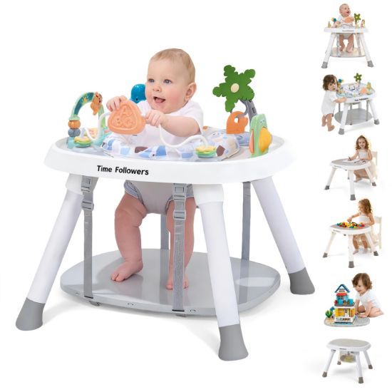 Picture of Time Followers 6-in-1 Baby Activity Center | 4 Stage Montessori-Inspired Toys | Grow Stationary Standing Toddler Table | Jumpers & Bouncers | Must Have for Boy & Girl 6, 12, 24+ Month Old (White)