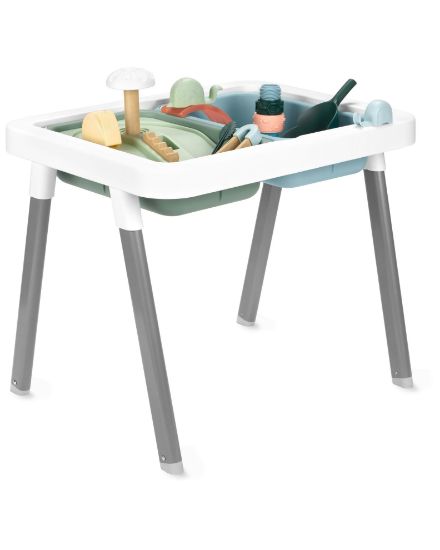 Picture of Skip Hop Discoverosity 3-in-1 Toddler Sensory Table with 13 Nature-Inspired Sensory Tools 8-Page Activity Guide 2 Bins and 2 Convertible lids, Age 18m+