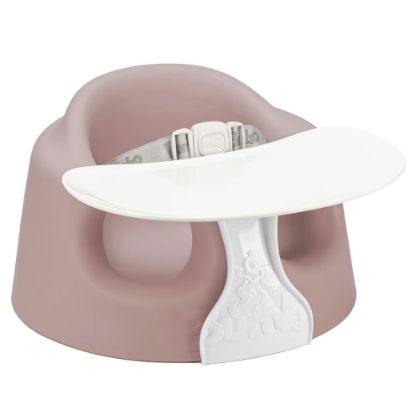 Picture of Bumbo Foam Infant Floor Seat Plus+ with Tray for Babies 3 to 12 Months Old, Sonoran Rose - Portable Soft Baby Chair with Large Legroom and 3-Point Harness for Feeding and Play