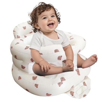 Picture of Inflatable Baby Seat for Babies 3-36 Months, Baby Chair with Fence & Built in Air Pump, Blow Up Floor Baby Seat with Back Support, Inflatable Baby Chair Sit Me Up for Home, Travel (Bear)