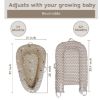 Picture of Aila+Aiden Baby Lounger | Organic Cotton Infant Lounger | Reversible, Adjustable & Portable Floor Lounger | Supervised Use | Soft, Breathable, Washable Cover- Star Collection (Tan)
