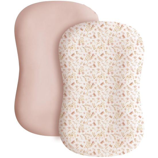 Picture of Konssy 2 Pack Baby Lounger Cover, Stretchy and Soft Newborn Lounger Cover, Infant Lounger Slipcover for Boys Girls, Covers Only (Pink Spring,Pink)