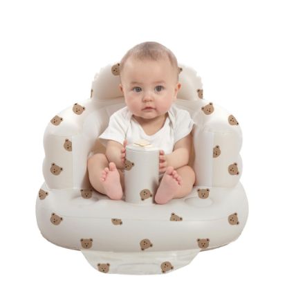 Picture of AGITVPS Inflatable Seat for Babies 3-36 Months, Built in Air Pump Baby Chair Sit Me up Floor Seat for Baby, Bumbo Seat for Learning to Sit, Feeding, Camping (Bear)