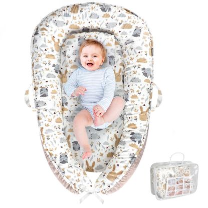 Picture of Baby Lounger, Portable Baby Lounger for Newborn 0-24 Months, Infant Nest for Travel, Floor Time, and Crib Use, Baby Essentials for Home (Hoot)