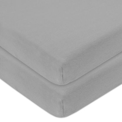Picture of American Baby Company 2 Pack Natural Cotton Fitted Pack and Play Sheets 39" x 27" - Soft & Breathable Pack N Play Sheets for Playard & Mini Crib Mattress, Gray, for Boys & Girls