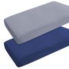Picture of Pack and Play Sheets Boy Girl, 2 Pack Portable Playard Sheet Fits for Graco Pack N Play, Snug Fit Breathable Soft Fitted Playpen Sheet, Mini Crib Sheets, Grey & Navy