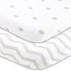 Picture of Cuddly Cubs Pack and Play Sheets Fitted - for Graco Pack n Play Playard - 2 Pack - Snuggly Soft Jersey Cotton Mini Crib Mattress Sheets Set for Baby Boy, Girl - Grey Polka Dots, Chevron