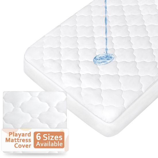 Picture of Pack and Play Mattress Pad (6 Sizes), Compatible with Graco Pack and Play On The Go Playard and Portable Playard, Pack and Play Sheets Fitted Waterproof Protector Cover Soft Quilted