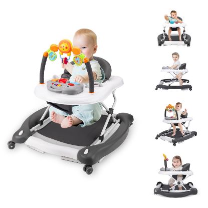 Picture of Baby Walker, 5-in-1 Baby Walkers for Boys and Girls 6-12 Months with Bouncer, Removable Footrest, Feeding Tray & Music, Foldable & Adjustable Activity Walker for 6-18 Months Toddler Infant