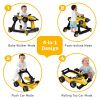 Picture of BABY JOY 4-in-1 Baby Walker, Foldable Activity Walker with Adjustable Height & Speed, Music, Lights, Anti-Rollover, Toddler Push Walker, Baby Walker with Wheels for Boys Girls 6-18 Months (Yellow)