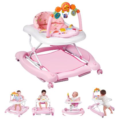 Picture of Baby Walker, 5 in 1 Baby Walkers for Boys Girls 6-12 Months, Foldable Walkers for Babies with Bouncer & Feeding Tray, Music, Adjustable Heights, Activity Walker for Infant