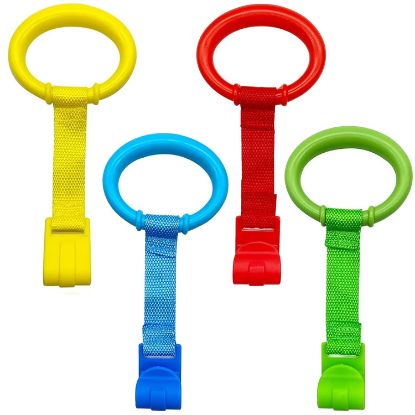 Picture of codree 4 Pcs Baby Playpen Pull up Rings- Baby Crib Pull up Rings- Baby Walking Exercises Assistant Rings- Baby Bed Stand Up Rings Baby Cot Hanging Rings for Infant Baby Toddler