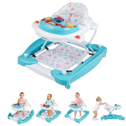Picture of HONEY JOY Baby Walker, 6-in-1 Foldable Baby Walker and Bouncer Combo, Infant Activity Walker with Wheels, Adjustable Heights, Rocker, Music, Lights, Walker for Baby Boy Girl 7-14 Months (Green)