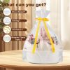 Picture of OIAHOMY Gift Basket with Handle, Small Woven Basket with Gift Bag, Ribbon and Wrap Tissue Paper, Nursery Bins Empty to Fill with Small Items, Baby, Pet Toy Organizer - White