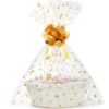 Picture of SUNCOLOR Small Woven Gift Basket Set with Cut Paper Shred Filler, Pull Bow & Cellophane Bag, 12x8x5 Inch Durable Cotton Rope Storage Basket for Easter, Baby Shower, Birthday, Holidays