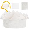 Picture of woric Woven Basket Gift Basket Storage Baskets with Handles for Gifts Empty Mothers Day Graduation Gifts Stuffers Baby Shower Toy (White 12"X 8" X 5" with Gift Bag Card Ribbon Tissue Paper)