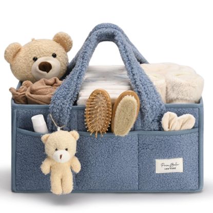 Picture of PeraBella Baby Diaper Caddy Organizer with Handle, Boy & Girl Shower Gift Basket, Portable Diaper Storage Basket Bin for Wipes, Newborn Baby Essentials Registry Search Must Haves, Car Caddy Organizer