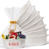 Picture of 8 Pack Small Woven Basket with Gift Bags and Ribbons, All 12"x 8"x 5", Empty Decorative Gift Chest Box, Cute Baby Gift Basket for Nursery, Cotton Rope Room Shelf Storage Basket with Handles, White